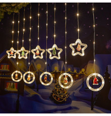 Гирлянда Штора (SFK-23) звезда-круг с игрушкой теплый цвет (8 режимов) размер 3*0,8 м (220V) // [403] (50 шт/ящ)