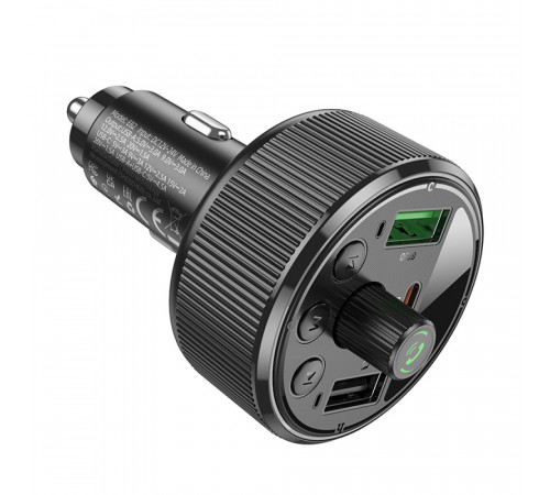 АЗП з FM-модулятором HOCO E82 Guerrero PD30W+QC3.0 car BT FM transmitter Black (6942007620642)