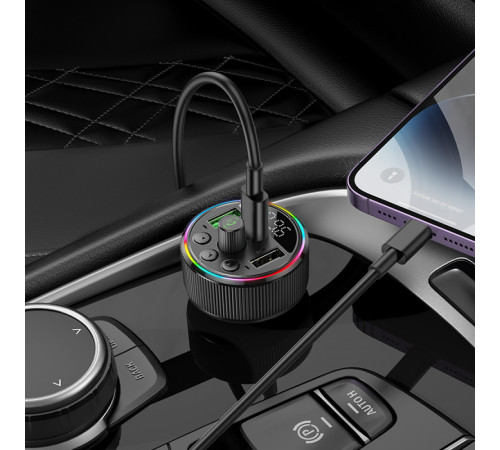 АЗП з FM-модулятором HOCO E82 Guerrero PD30W+QC3.0 car BT FM transmitter Black (6942007620642)