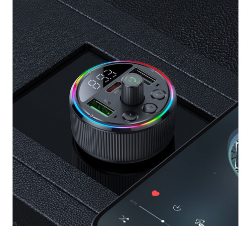 АЗП з FM-модулятором HOCO E82 Guerrero PD30W+QC3.0 car BT FM transmitter Black (6942007620642)