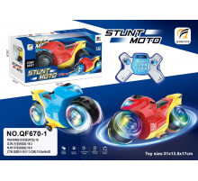 РАСПРОДАЖА Мотоцикл трюковый БОЛЬШОЙ (QF670-1) (LED+дым+пульт ДУ) // [400] (16 шт/ящ)