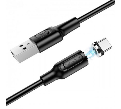 Кабель BOROFONE BX41 USB to Type-C 2.4A, 1m, PVC, PVC connectors, magnetic, Black (6931474738462)