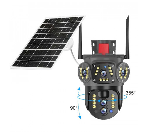 Камера видеонаблюдения PTZ уличная с солнечной панелью (10x-Z18-4G/IPC-V380 (10X ZOOM)) (5 камер) (мигалка) // [400] (12 шт/ящ)