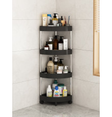 НЕТУ Полка-этажерка угловая (TVT-01) (Пластик+металл, с колёсами, (Ш260*Ш260*В850) 4 яруса) [108] // (20 шт/ящ)