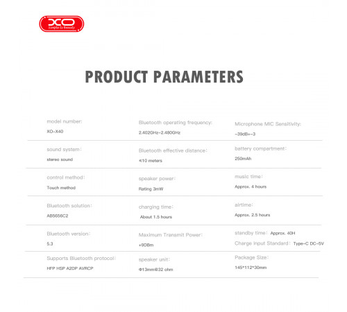 Бездротові навушники XO X40 Nuoke