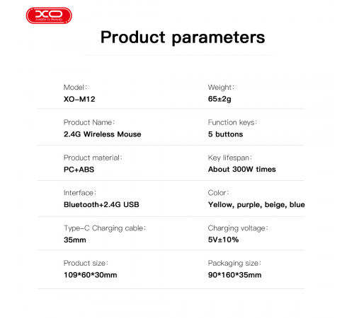 Мишка бездротова XO M12 transparent (Connector: Bluetooth+2.4G USB)