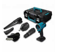 Набор эл.инстр. (5в1) (БАЗА+Шуруповёрт, Гайковёрт, Дуйка, Пылесос, Пила) (чемодан, 2 аккум.) (5+1) // [307] (4 шт/ящ)