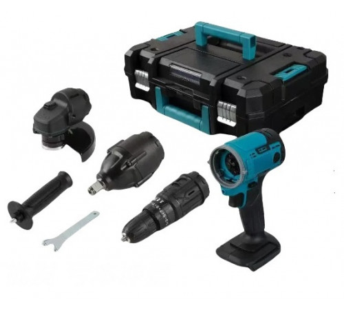 Набор эл.инстр. (3в1) (БАЗА+Шуруповёрт, Болгарка, Гайковёрт) (чемодан, 2 аккум.) (A4+1) // [307] (4 шт/ящ)