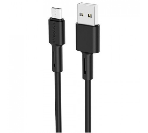 Кабель BOROFONE BX31 USB to Micro 2.4A, 1m, silicone, TPE connectors, Black (6931474710376)