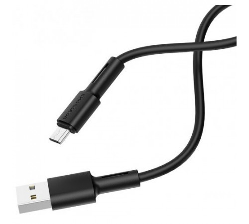 Кабель BOROFONE BX31 USB to Micro 2.4A, 1m, silicone, TPE connectors, Black (6931474710376)