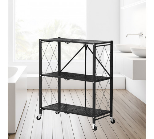 НЕТУ Полка-этажерка DZD-3F (С колёсами, металл, (Ш710*Г350*В890мм), 3 яруса) // [602] (1 шт/ящ)