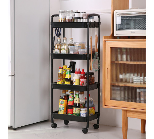 Полка-этажерка (SKLM-11) (С колёсами, пластик, (Ш400*Г260*В1000мм) 4 яруса) // [400] (12 шт/ящ)