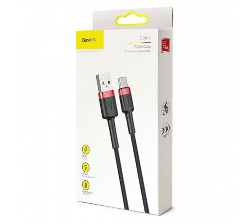 Кабель Baseus Cafule Cable USB For Type-C 2A 3m Red+Black (CATKLF-U91)