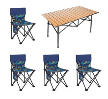 Стол + 4 стула (STD-01) (стол складной прямоуг. коричневый, МЕТАЛЛ (Д950*Ш550*В500мм), (стулья металл+ткань (40*40*35), сумка) // [602] (1 шт/ящ)