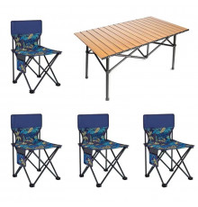 Стол + 4 стула (STD-01) (стол складной прямоуг. коричневый, МЕТАЛЛ (Д950*Ш550*В500мм), (стулья металл+ткань (40*40*35), сумка) // [602] (1 шт/ящ)