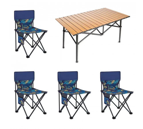 Стол + 4 стула (STD-01) (стол складной прямоуг. коричневый, МЕТАЛЛ (Д950*Ш550*В500мм), (стулья металл+ткань (40*40*35), сумка) // [602] (1 шт/ящ)