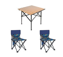 Стол + 2 стула (STD-02) (стол складной квадрат. коричневый, МЕТАЛЛ (Д530*Ш550*В500мм), (стулья металл+ткань (40*40*35)) // [108] (1 шт/ящ)