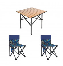 Стол + 2 стула (STD-02) (стол складной квадрат. коричневый, МЕТАЛЛ (Д530*Ш550*В500мм), (стулья металл+ткань (40*40*35)) // [108] (1 шт/ящ)