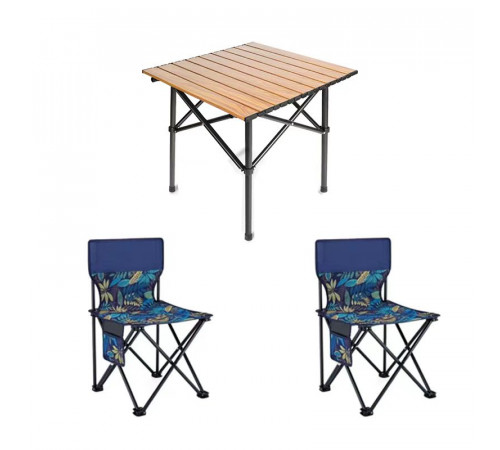 Стол + 2 стула (STD-02) (стол складной квадрат. коричневый, МЕТАЛЛ (Д530*Ш550*В500мм), (стулья металл+ткань (40*40*35)) // [108] (1 шт/ящ)