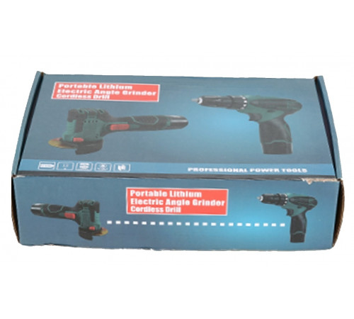 Набор эл.инстр. (2в1) (Шуруповёрт, Болгарка мини) (коробка 2 аккум. 12V) (AT-AG7501-2) // [004] (12V) (10 шт/ящ)