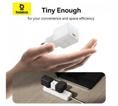 Мережевий зарядний пристрій Baseus Palm Fast Charger 1C 20W EU Moon White (P10111602213-00)