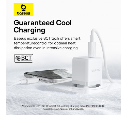 Мережевий зарядний пристрій Baseus Palm Fast Charger 1C 20W EU Moon White (P10111602213-00)