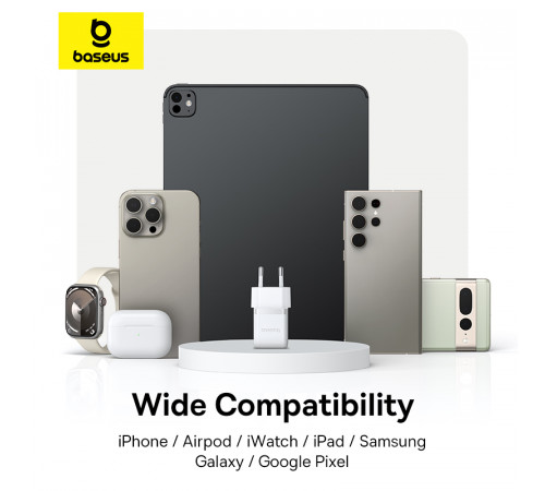 Мережевий зарядний пристрій Baseus Palm Fast Charger 1C 20W EU Moon White (P10111602213-00)