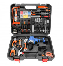 Дрель/шуруповёрт + набор инструментов (чемодан, 2 аккум.) (AT-CD2101-102) // [004] (5 шт/ящ)
