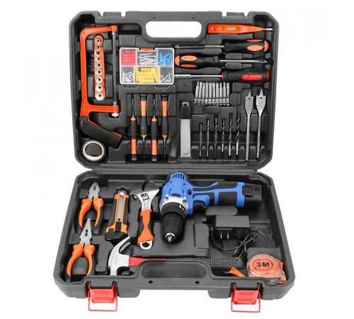 Дрель/шуруповёрт + набор инструментов (чемодан, 2 аккум.) (AT-CD2101-102) // [004] (5 шт/ящ)