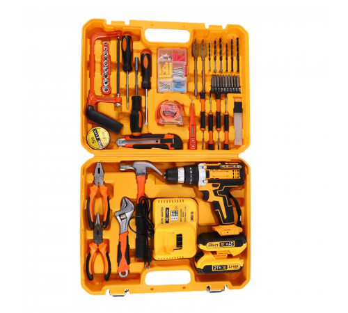 НЕТУ Дрель/шуруповёрт + набор инструментов ((жёлтый), жёлтый чемодан, 2 аккум. 24V) (AT-CD2106-121) // [004] (5 шт/ящ)