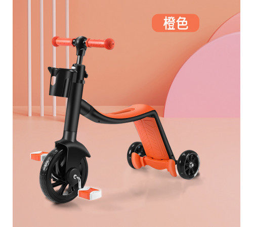 Детский транспорт 3в1 (ОРАНЖЕВЫЙ) (VEL) (велосипед+самокат+велобег) // [101] (6 шт/ящ)