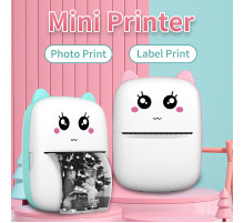 НЕТУ Детский принтер моментальной печати (C9) "Ушки" (+рулон термо бумаги, АРР, Bluetooth, аккумулятор)// [602] (50 шт/ящ)