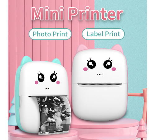 НЕТУ Детский принтер моментальной печати (C9) "Ушки" (+рулон термо бумаги, АРР, Bluetooth, аккумулятор)// [602] (50 шт/ящ)