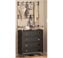 НЕТУ Вешалка+полка/шкаф для обуви (sklm-28 / DXXMJ 6205H (Чёрная) (металл+пластик)) // [108] (12 шт/ящ)