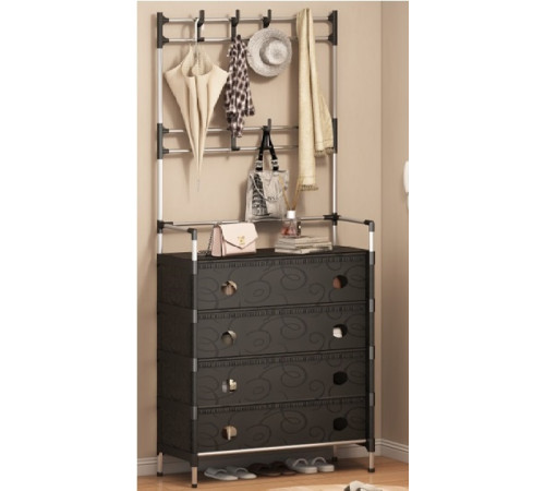 НЕТУ Вешалка+полка/шкаф для обуви (sklm-28 / DXXMJ 6205H (Чёрная) (металл+пластик)) // [108] (12 шт/ящ)