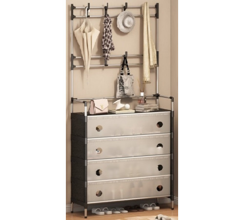 НЕТУ Вешалка+полка/шкаф для обуви (sklm-29 / DXXMJ 6205HB (Бело-чёрная) (металл+пластик)) // [108] (12 шт/ящ)