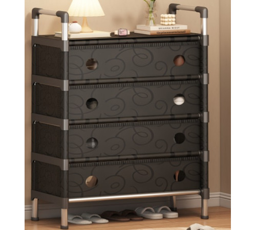 НЕТУ Полка/шкаф для обуви (sklm-31 / SLXJ 6205H (Чёрная) (металл+пластик) (Г280/В1000/Ш630)) // [108] (12 шт/ящ)