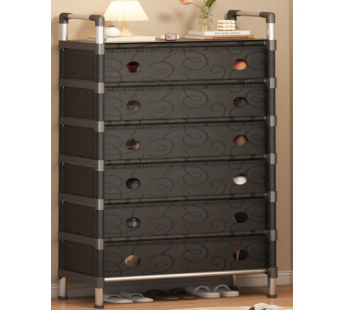 Полка/шкаф для обуви (sklm-32) (SLXJ 6207H) (Чёрная) (металл+пластик) (Г280/В1400/Ш630) // [004] // [602] (12 шт/ящ)