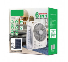 Вентилятор портативный (GD-8028/N283) 6в1 (8", LED лампа, радио, солн.пан., 2 скор., 10Вт, Bluetooth, USB, 3.2V/5500мАч) // [309] // [108] (6 шт/ящ)