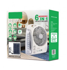 Вентилятор портативный (GD-8028/N283) 6в1 (8", LED лампа, радио, солн.пан., 2 скор., 10Вт, Bluetooth, USB, 3.2V/5500мАч) // [309] // [108] (6 шт/ящ)