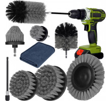 Набор щёток-насадок для дрели/шуруповёрта (DS-04) (9 предм) (щётки-насадки - 7шт, тряпка, удлинитель насадок-бит) // [400] (24 шт/ящ)