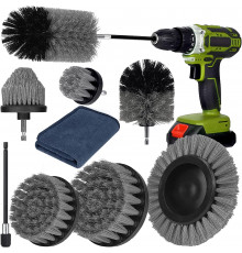 Набор щёток-насадок для дрели/шуруповёрта (DS-04) (9 предм) (щётки-насадки - 7шт, тряпка, удлинитель насадок-бит) // [400] (24 шт/ящ)