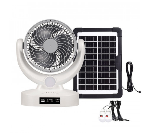 Вентилятор портативный Megatop (MT-801LS) (8", солн. пан., 1 LED лампа, 3 скорости, 8Вт, USB, 3.7V/2400 мАч) // [309] (10 шт/ящ)