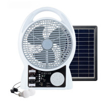 Вентилятор портативный (N288) (8", радио, солн. пан., 2 LED лампы, 2 скорости, 6Вт, Bluetooth, USB, 3.2V/5500 мАч) // [309] (6 шт/ящ)