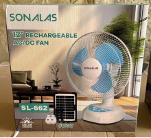 Вентилятор портативный SONALAS (SL662) (12", солн. пан., 2 LED лампы, 2 скорости, автовращение, 6Вт, USB, 9V/4500 мАч) // [309] (6 шт/ящ)