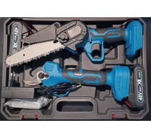 Набор эл.инстр. (2в1) (Пила 6"+Секатор 3,2" /пила+ножницы) (чёрный чемодан, 2 аккум. 48V) (Синие) // [307] (5 шт/ящ)