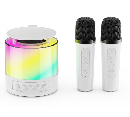 Портативная колонка (K19) (Bluetooth, LED, 2 микроф.) (Белая, синяя) // [403] (40 шт/ящ)