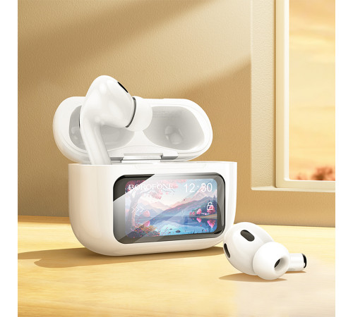 Бездротові навушники TWS BOROFONE BW76 Brocade, touch screen, ANC, Champagne White (6941991114236)