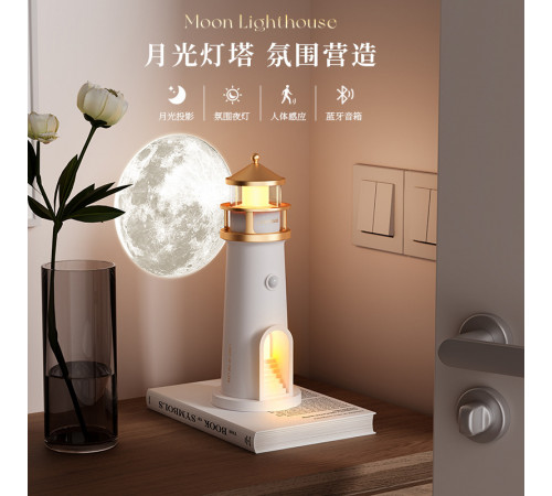 Музыкальный ночник "Маяк" с проэкцией луны на стену (Блютус, пульт) (MG-AD8) [602] (50 шт/ящ)