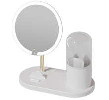 НЕТУ Зеркало с LED подсветкой круглое + тубус для хранения косметики (6016) (Белое) // [101] // [108] (12 шт/ящ)